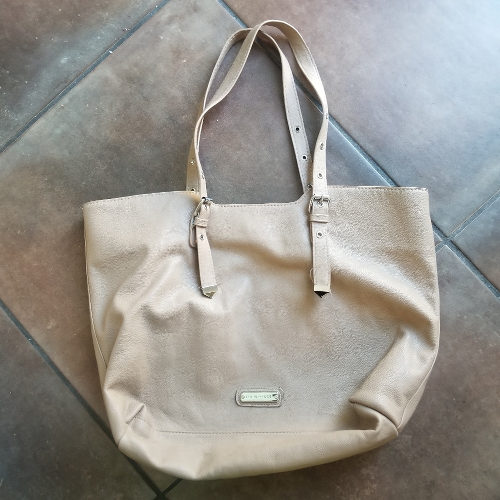 Steve Madden Beige Large Open Top Tote Bag Purse